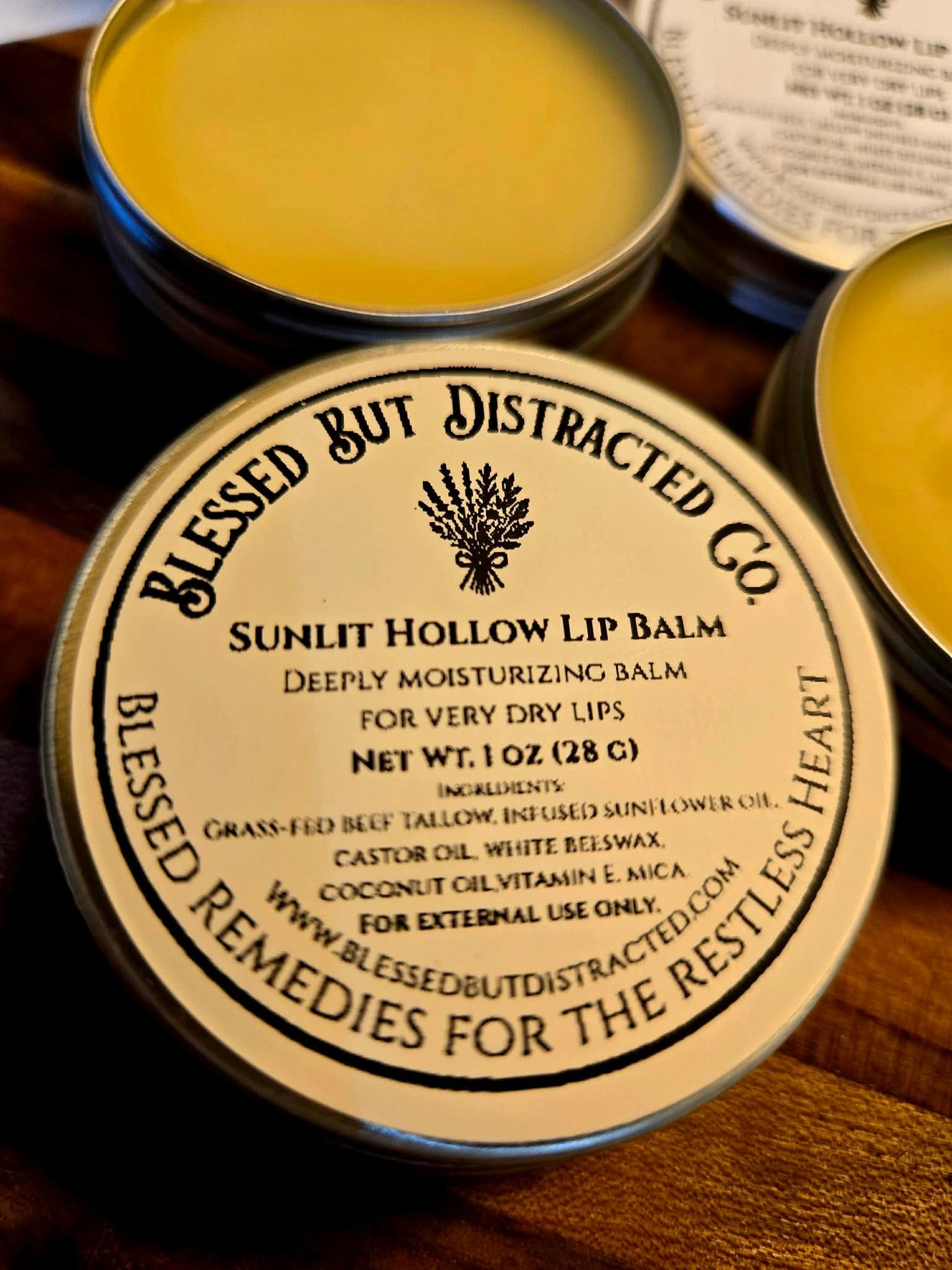 Sunlit Hollow Lip Balm | Botanical Tallow Lip Care with Calendula & Chamomile