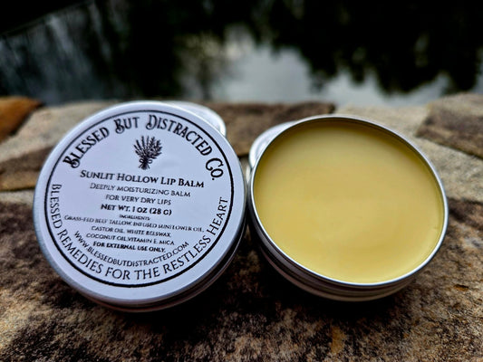 Sunlit Hollow Lip Balm | Botanical Tallow Lip Care with Calendula & Chamomile